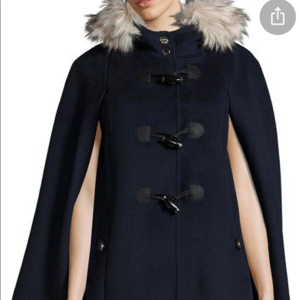 Eliza J Toggle Cape with Faux Fur